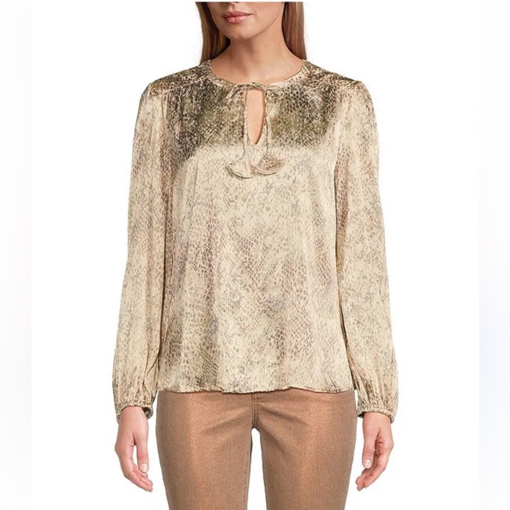 NWT Tommy Bahama Blouse Size XL Glittering Sea Tie V Neck $148